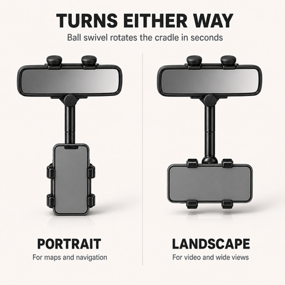 360° Rearview Mirror Phone Holder.