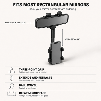 360° Rearview Mirror Phone Holder.