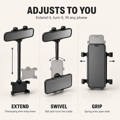 360° Rearview Mirror Phone Holder.