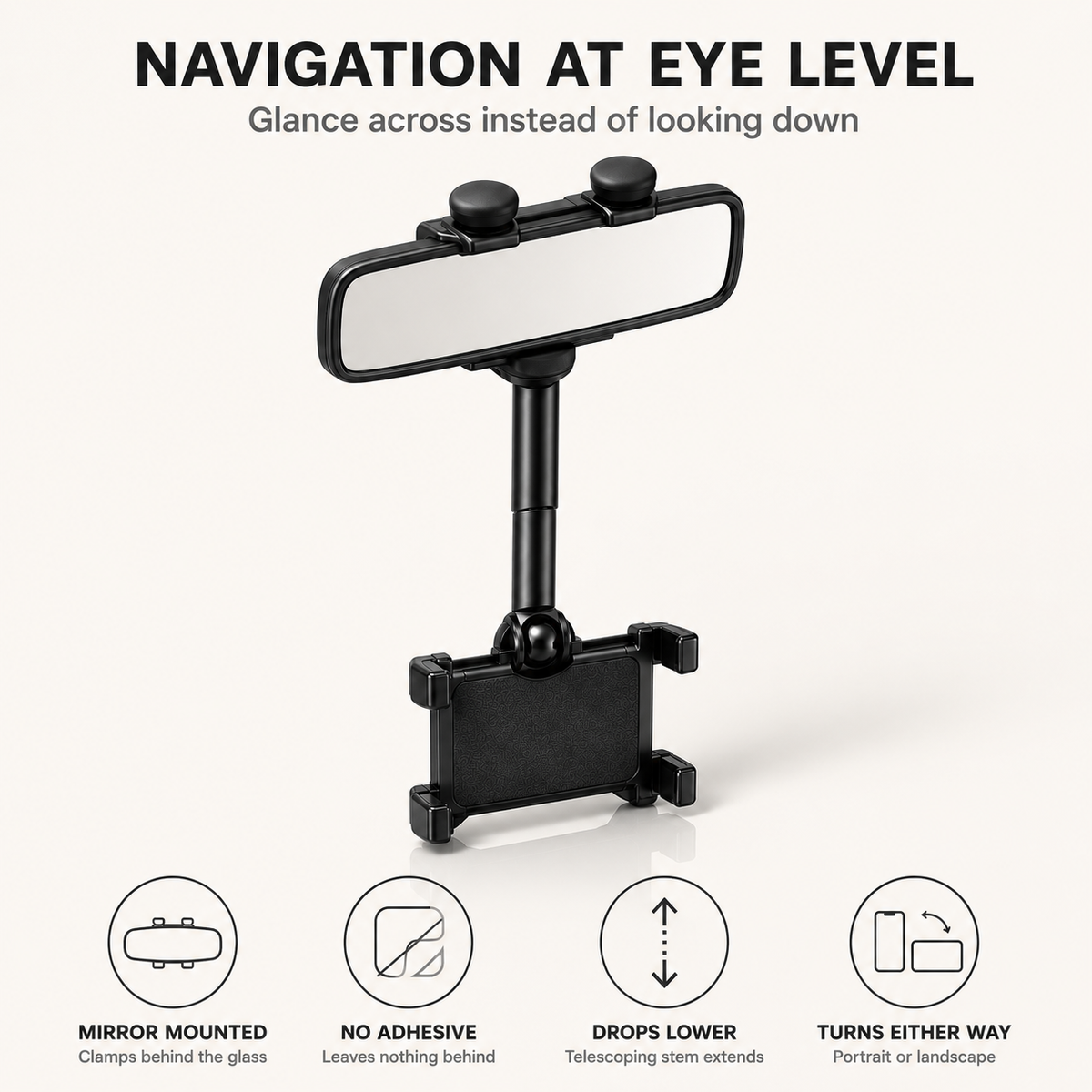 360° Rearview Mirror Phone Holder.