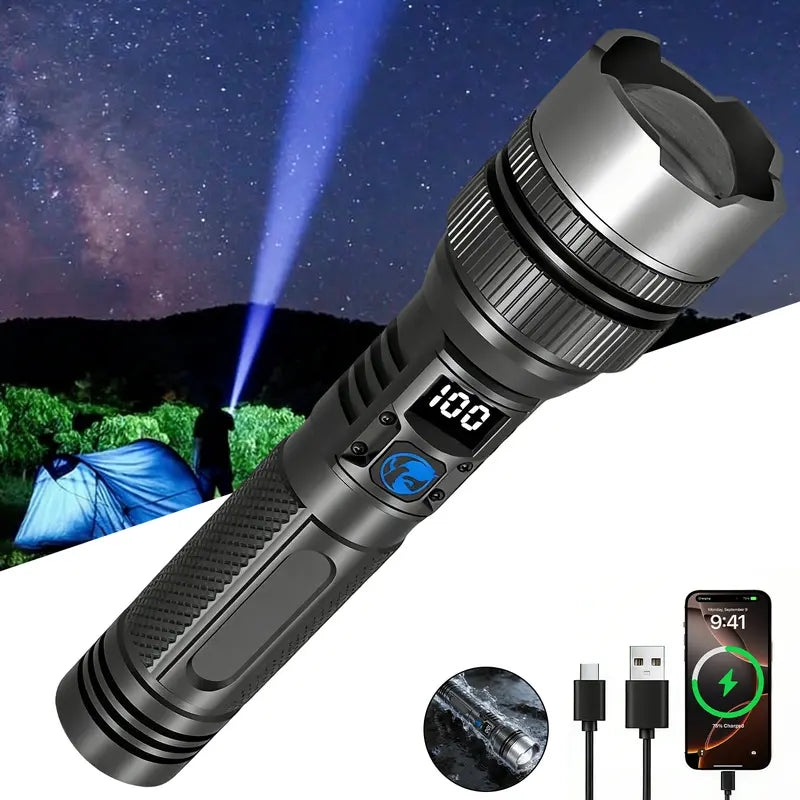 2-in-1 Strong Flashlight + Power Bank.
