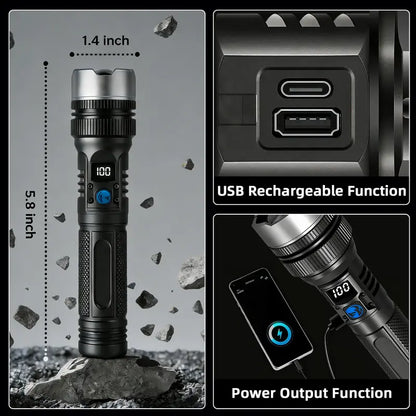 2-in-1 Strong Flashlight + Power Bank.
