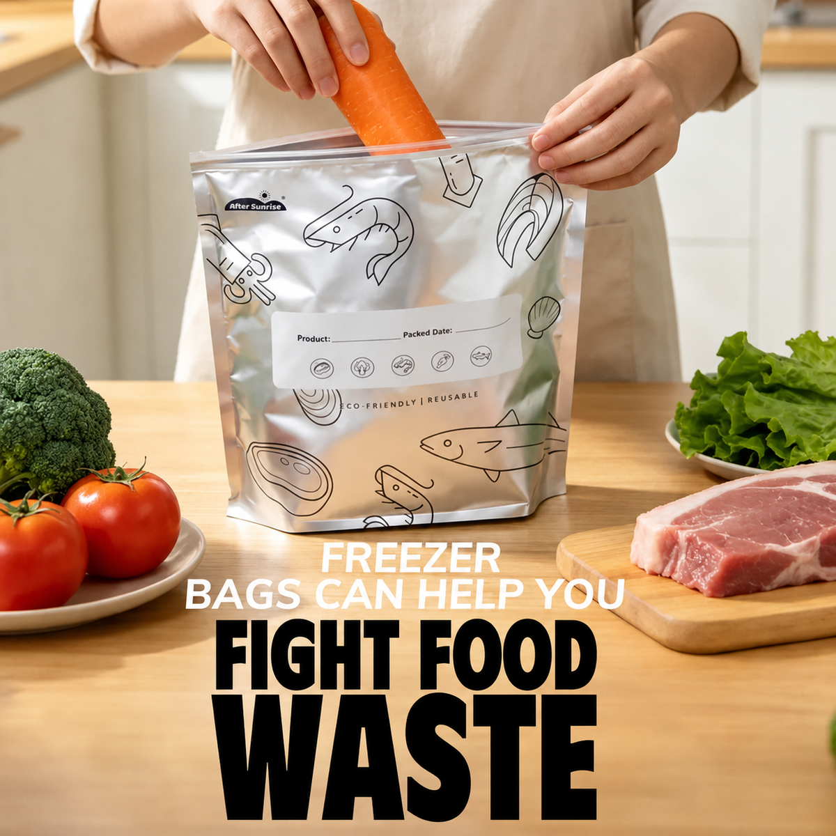 Reusable Aluminum Foil Sealable Food Storage Bags.