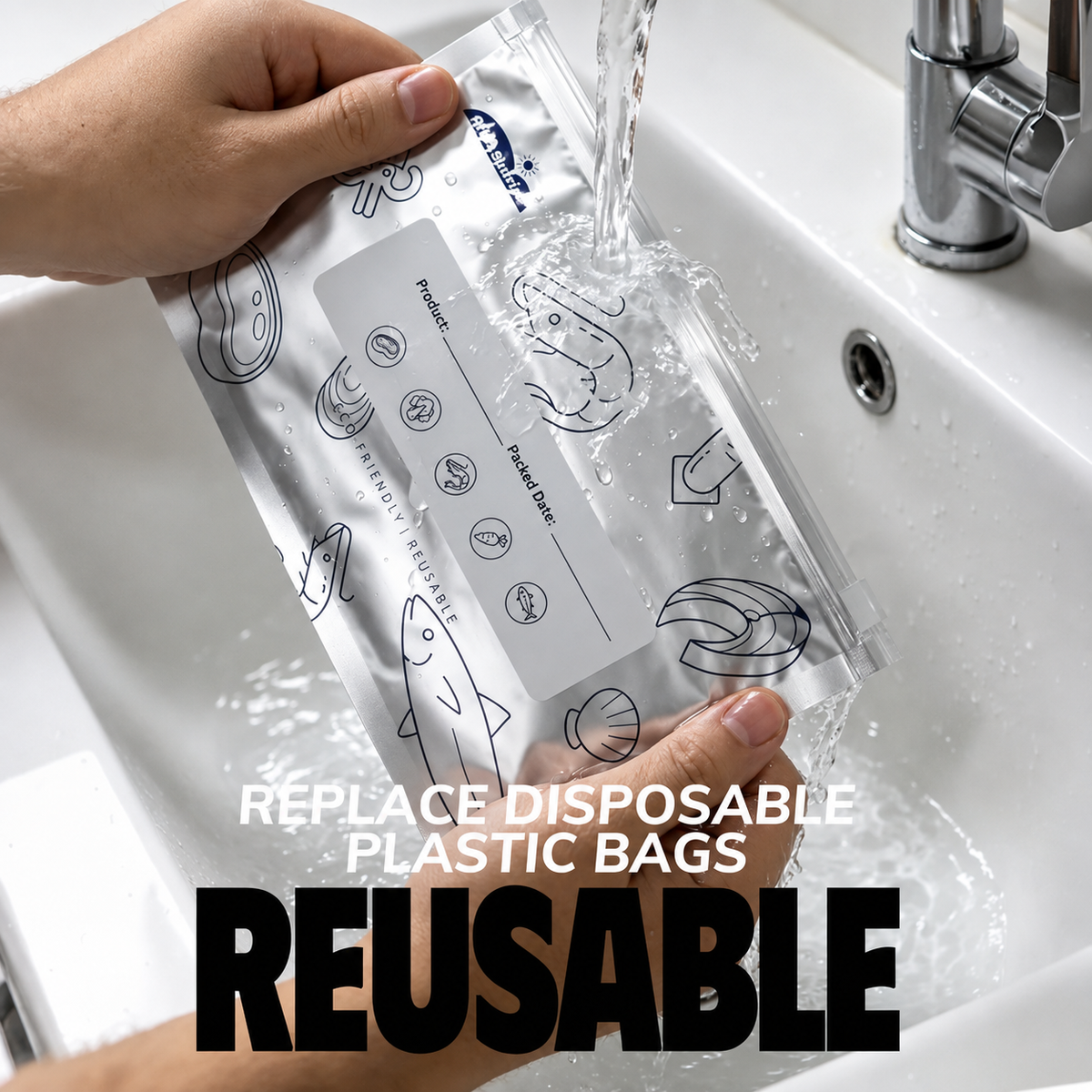 Reusable Aluminum Foil Sealable Food Storage Bags.
