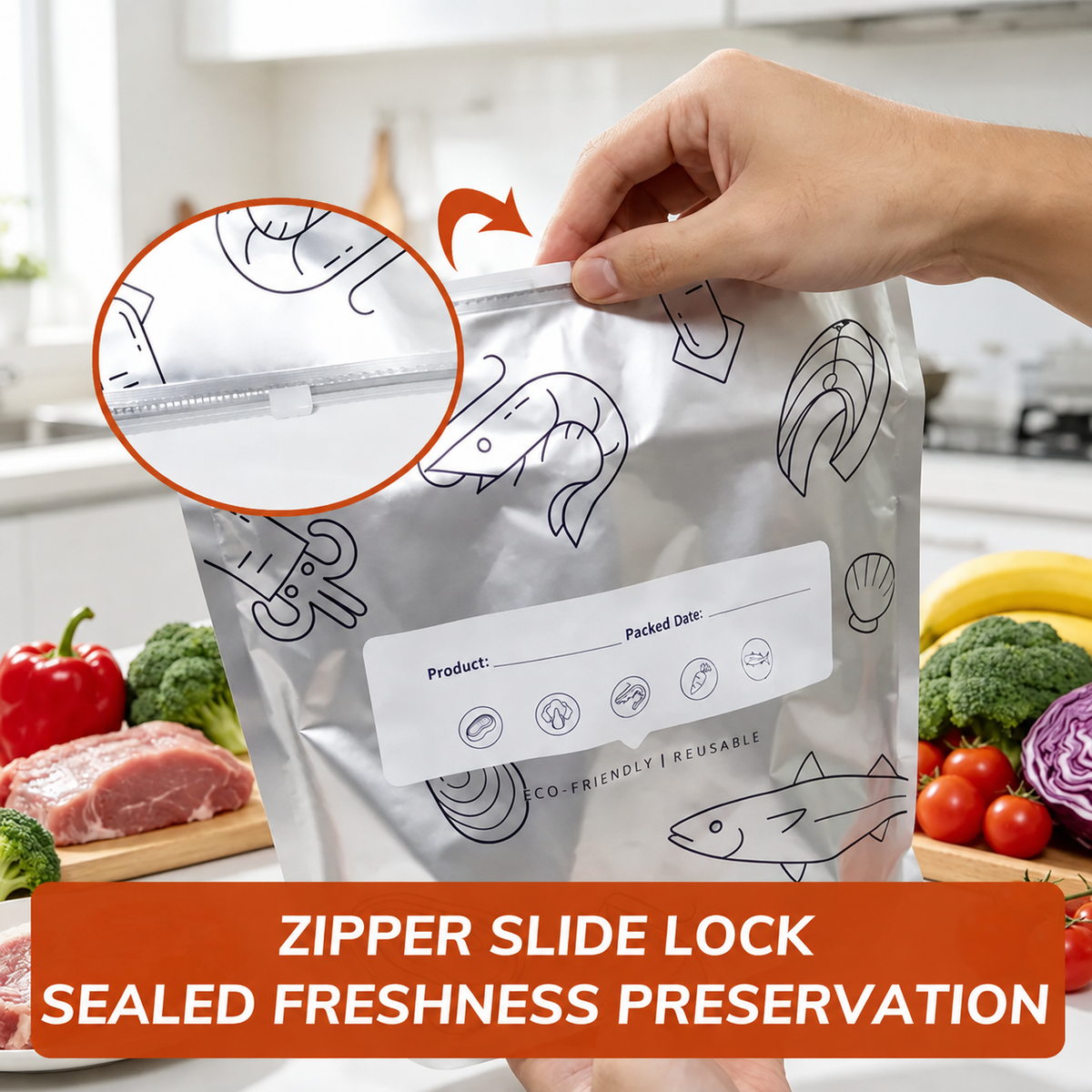 Reusable Aluminum Foil Sealable Food Storage Bags.