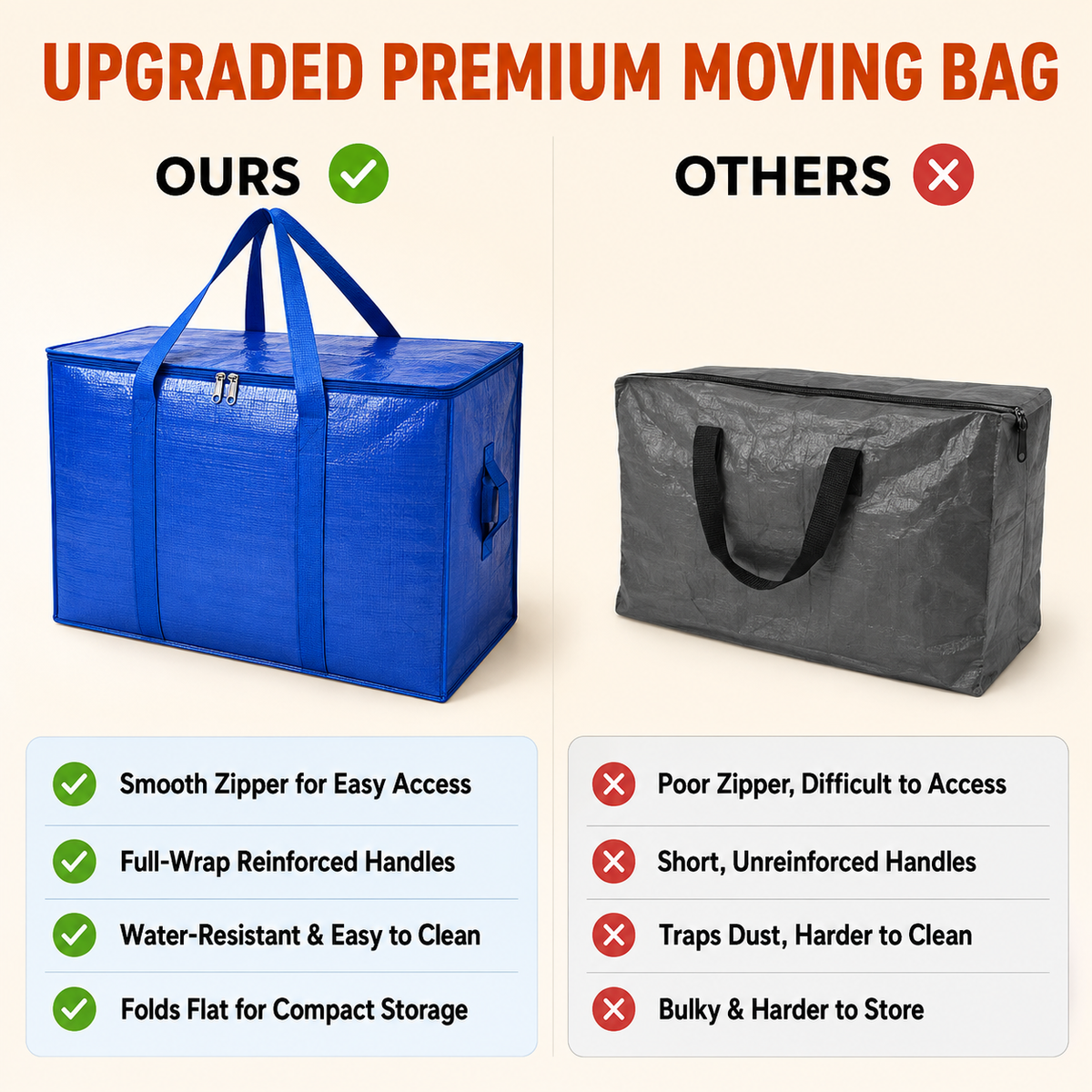 Heavy Duty XXL Moving Bag With Wrap-Around Handles.