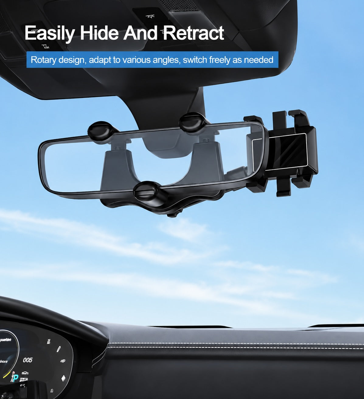 360° Rearview Mirror Phone Holder.