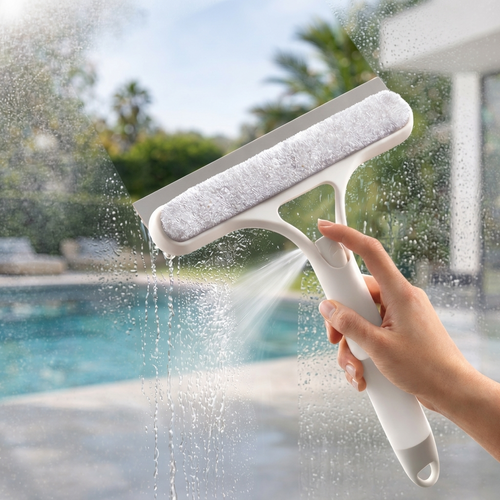 3-in-1 Squeegee & Scrubber with Spray