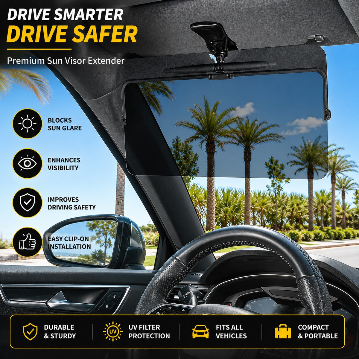 Universal Anti-Glare Polarized Sun Visor Extender