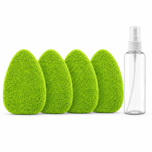 4 Microfiber Pads + Cleaning Spray Bottle.